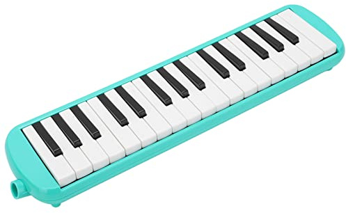 KIMISS Air Piano Keyboard 32 Tasten Melodica mit Kurzem Mundstück und Weichem Blasrohr – Professionelle Mundharmonika für Musikalische Aufklärung (GREEN)