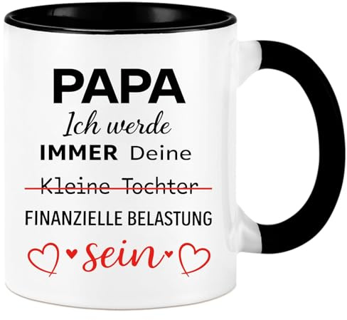 Diztoud Papa Tasse, Geschenke für Papa zum Vatertag, Bester Vater Geschenk Vatertag, Geburtstag, Weihnachten, Vatertagsgeschenk, Geburtstagsgeschenk für Vater von Tochter, 325ml Kaffeetasse, Schwarz