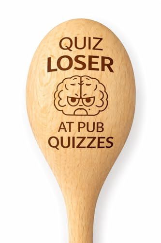 Funny Engraved Wooden Spoon – Quiz Night Kitchen Utensils, “Quiz Loser/Quiz Dummy/Trivia Failure” – Novelty Cooking Spoons Gift for Quiz Lovers, Pub Quiz Fans & Party Games (Quiz Loser...)