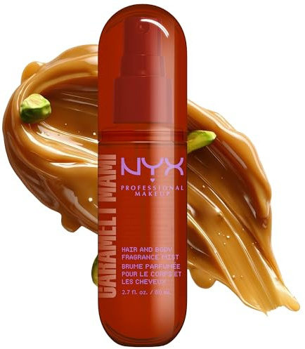 NYX Professional Makeup Fat Oil Body Mist Spray Corpo e Capelli, Fragranza Intensa, Effetto Avvolgente, Al profumo di Caramello e Pistacchio, Caramelt Mami,80 ml