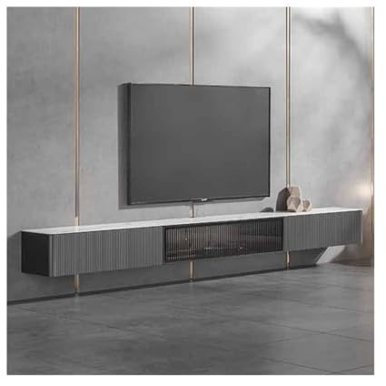 FAJNUZI2024 Unità TV Floating TV Stand, Slate Desktop Wall Mounted Cabinet for Under TVs, Unit Media Console ﻿with Glass Door Supporto TV galleggiante