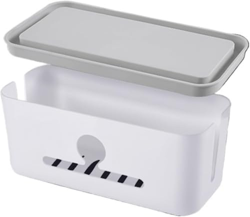 KFGISD, Steckdosenleiste Box Steckdose Mehrfachsteckdose Kabelmanagement Fall Ladegerät Kabel Stecker Abdeckung Schreibtisch Verstecken Aufbewahrungshalter ,Kabelbox(White Gray)