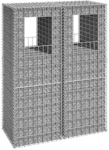 Kaloriko 2 colonne per gabbione in ferro, 50 x 50 x 140 cm, con copertura, rete metallica stabile, per giardino, terrazza, protezione da sguardi indiscreti, recinzioni, protezione dal vento