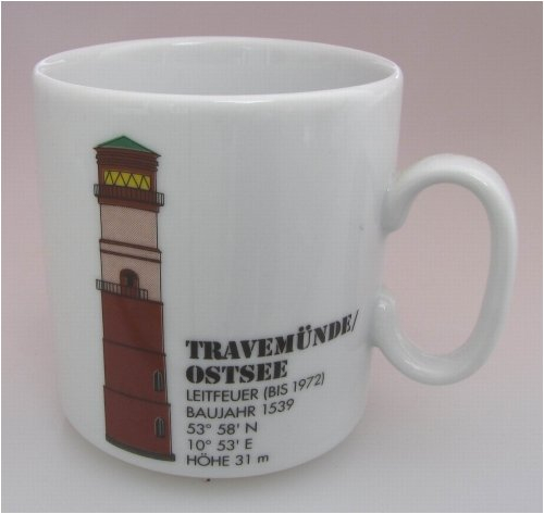Leuchtturm Becher Travemünde/Ostsee Leuchtturmbecher maritim Kaffeebecher Teetasse Lübeck Unterfeuer