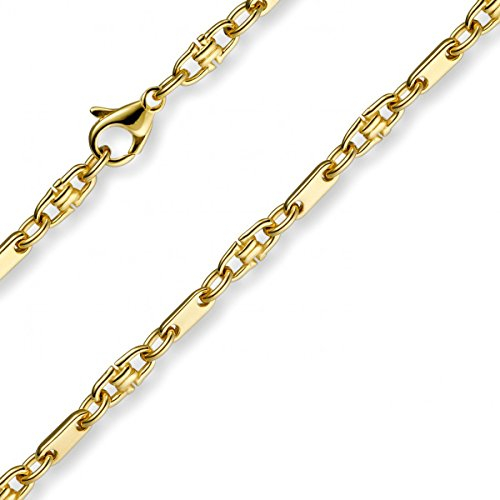 3mm Platte-Steigbügel Kette Collier Halskette, 585 Gold Gelbgold, 60cm
