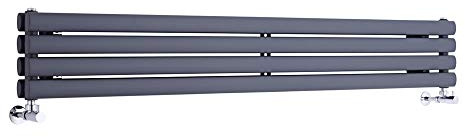 MILANO Anthracite Horizontal Double Oval Panel Radiator 236 x 1600mm