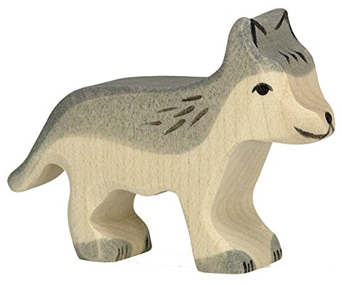 cama24com Wolf klein Holzfigur Holzspielzeug von Holztiger mit Palandi® Sticker
