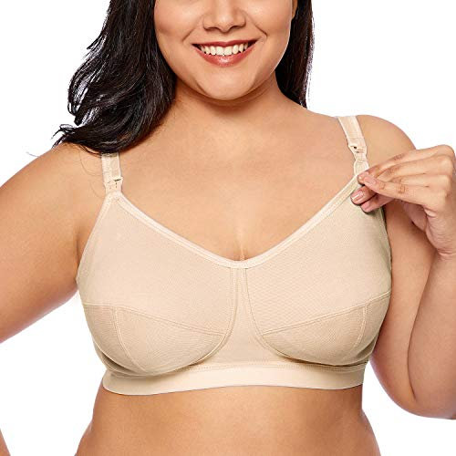Gratlin Femme Soutien-Gorge d'allaitement Grande Taille en Coton sans Armature Beige 105F