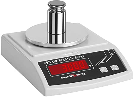 Steinberg Systems Präzisionswaage Briefwaage Laborwaage SBS-LW-3000N (bis 3000 g, Genauigkeit 0,1 g, LED-Display, Akku bis 8 Std. Betrieb, versch. Funktionen)