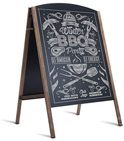COSTWAY Chalkboard A-Board, Double Sided Replaceable Blackboard, with 4 Writing Board Frame Pavement Sign | Freestanding Advertising Board for Café, Shop, Pub, Outdoor and Indoor (65 x 65 x 97 cm)