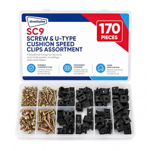 Streetwize SC9 Screw & U-Type Cushion Speed Clips Assortment – 170 pcs