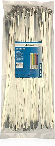 On1shelf - Bridas de acero inoxidable, 100 unidades, metal de grado marino (4,6 x 1200 mm)