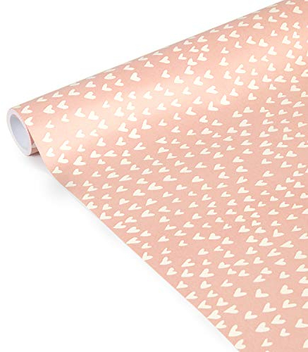 Clairefontaine 223862C - Rolle Geschenkpapier Excellia Tiny Rolls, 5m x 35 cm, 80g, 1 Rolle, Herzen