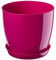 KADAX Élégant Pot de Fleurs, Pot à Plantes avec Soucoupe, Pot de Fleurs Rond, Pot de Fleurs en Plastique, Cache-Pot pour Fleurs, Pot de Fleurs Interieur Ø 14 cm Amaranrot