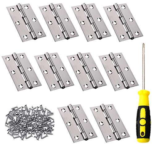 75mm (3 Inch) Timber Door Hinge,Butt Hinges 5 Pairs (10 Pieces) Sold as a Pair + Screws,Stainless Steel Strong Butt Door Hinge,Ideal for Internal & External Doors