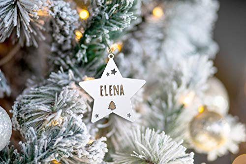 KARIVOO Estrella personalizada con nombre para decoración árbol de navidad en madera MD