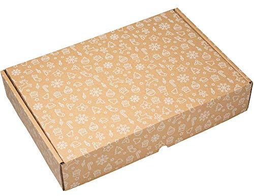 packer PRO Packung mit 25 Versandkartons aus Kraftpapier, für Ecommerce und Postkarten, Weihnachten, groß, 40 x 30 x 8 cm