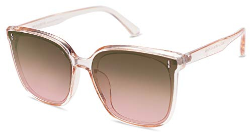 SOJOS Sonnenbrille Herren Damen Verspiegelt, Retro Vintage Groß Eckig Schwarz Coole Klassisch Rechteckig UV400 Schutz Unisex Brille SJ2157, Klar/Braun