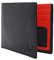 PELLE TORO Handmade Super Slim Men's Wallet, Handmade with Napa Leather, RFID Blocking Wallet, 9 Card Slots & ID Window (Charcoal Black & Flame Red)