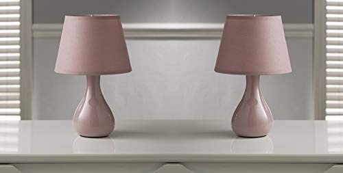 K LIVING Calvin Pink Table Lamp & Shade Pair