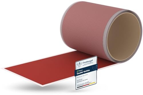 Flickly® Patchs de réparation autocollants | camions, remorques, tentes, auvents, camping, parasols, piscine | disponibles en plusieurs couleurs | 2,5m x 10cm | Rouge feu (RAL3000)