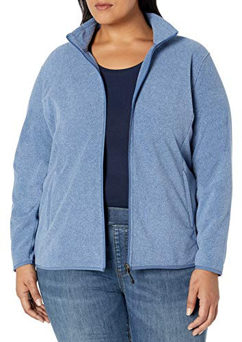Amazon Essentials Giacca in pile morbido con cerniera intera dal taglio classico (disponibile in taglie forti) Donna, Blu Puntinato, XXL