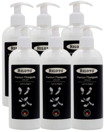 Lorito Premium Flüssigseife White Soft 6 x 500 ml Vegan ohne Mikroplastik - Pflegende & feuchtigkeitsspendende Handseife flüssig, Seife für empfindliche Haut