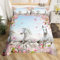 Filles Cheval Parure de Lit 200x200cm Parure de cheval au galop blanc Housse de Couette Fleur de cerisier rose Floral Housse de Couette 3D décoration de chambre à coucher d'animaux sauvages