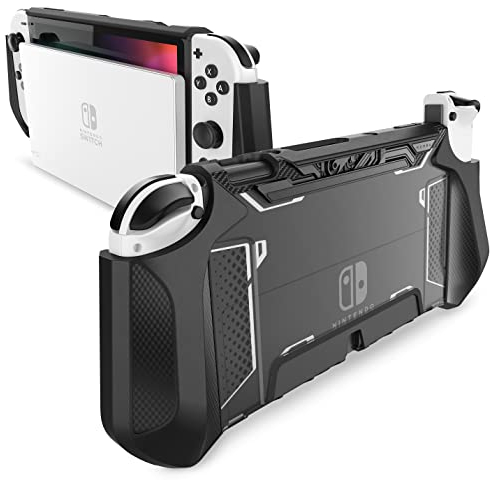 Mumba Funda para Nintendo Switch OLED 2021 Delgada Funda de Agarre Resistente Ccase para Nintendo Switch OLED -Negro