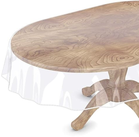Transparenter Tischschutz – Transparente Abdeckung – Kunststoff-Tischdecke – Kristall-Strapazierfähig – Anti-Aging, wasserdicht, ölbeständig, ovale Tischabdeckung, 152,4 x 228,6 cm