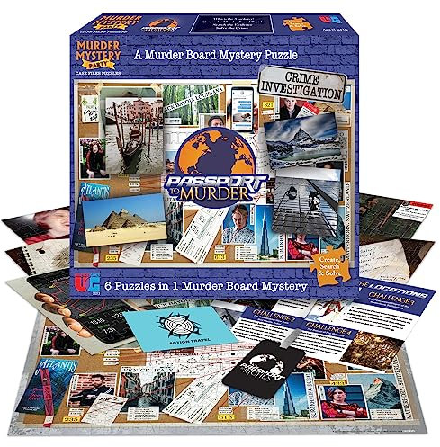 University Games 33273 Murder Mystery Party Game Jigsaw Puzzle Passport, One Size, Blue