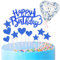 11pcs Blue Happy Birthday Cake Toppers,Personalised Cake Topper for Girl,Boy,Kids,Women,Men,Birthday Cake Decorations Glitter Cupcake Toppers Cake Toppers Kit for All Ages Birthday Party Decoration