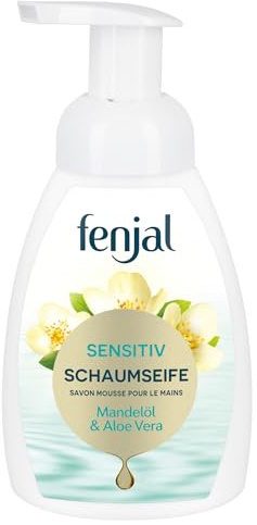 fenjal Schaumseife - 250 ml, vegane Formel mit natürlichem Mandelöl & Aloe Vera, hautfreundlich, fruchtig-leichter Duft - Sensitiv
