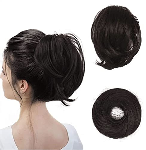 BARSDAR Haarteil Hair Extensions Haarknoten-Pferdeschwanz-Verlängerung,Gerades synthetisches Haarteil, kurzes Pferdeschwanz-Brötchen, Haarschmuck einfach Scrunchie für Frauen 6# Dunkelbraun