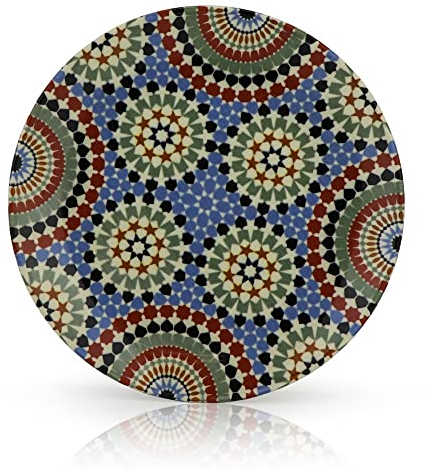 Juego de 6 platos orientales de porcelana oriental, redondos, 25 cm de diámetro, platos de cena azul, apto para lavavajillas