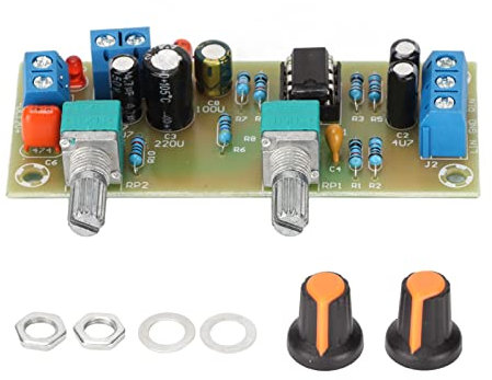 Annadue Placa de Preamplificador, Placa de Preamplificador de Subwoofer de Fuente de Alimentación única de 12 V, Módulo de Preamplificador de Audio Estéreo, Placa de Filtro de Paso bajo HiFi.