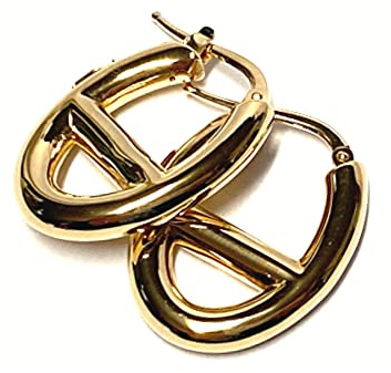 Ohrring 585/- Gold Gelbgold poliert Bügelcreole Creole poliert Glanz oval moderne Form