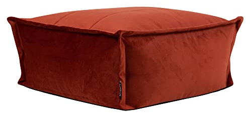 Icon Vita Hocker, Terracotta, Flauschiger Samt Stoff, Samt Sitzsack, Sitzpuff Hocker mit Füllung, Riesen Fußhocker für das Wohnzimmer, Deko Wohnzimmer