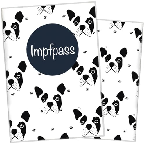 Wilhelm Fell Impfpasshülle für Tiere I Personalisierbar für deinen Hund I Persönliche Geschenkidee für Haustierbesitzer I Schutzhülle für den Impfpass für Haustiere (Bulldogge)
