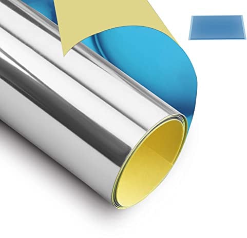 Youyijia 2PCS Flexible Mirror Sheets 23.6x59 Large Mirror Wall Stickers Self Adhesive Mirror Tiles Acrylic Non-Glass DIY Mirror Paper Wall Decoration for Living Room Bedroom Bathroom Silver