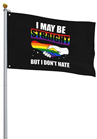 90X150cm Außenbanner Lgbt Lustiger Regenbogen Nicht Hetero, Ich Hasse Es Nicht Garten Flagge Lichtbeständige Gartenflaggen Robuste Hanging Flag Für Hof Paraden Aktivitäten