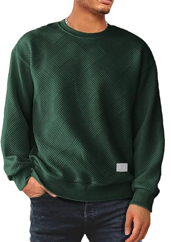 Meilicloth Herren Sweatshirt Raglan Sweat Langarm Crew Neck Casual Pullover Grün L