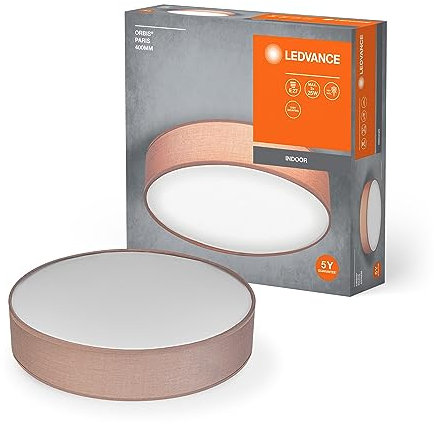 LEDVANCE ORBIS PARIS Deckenleuchte 400mm, braun, 2XE27-Sockel, kann mit smarter Lampe bestückt werden, hochwertiges, modernes Design, mit Stoffschirm, geeignet für Innenräume, rund, IP20 Schutzklasse