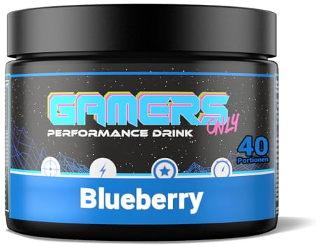Gamers Only Gaming Booster Blue Nitro Blueberry [MIT KOFFEIN & ZERO ZUCKER ] 40 Portionen | Energy Drink Pulver | Erhöht die Konzentration & Reaktionen | 125MG Koffein & L-Tyrosin & Vitaminen