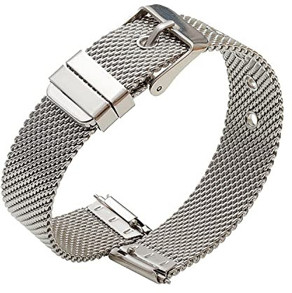 SMYAOSI Edelstahl Mesh Uhrenarmband für Herren und Damen, Mesh Uhrenarmbänder mit Schnellverschluss für10mm 12mm 14mm 16mm 18mm 20mm 22mm Smartwatch (16mm, Silber)