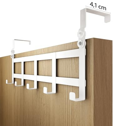 4smile Porte-manteau pour porte - crochet porte blanc, universel - patère porte comme porte-manteau porte, crochet de porte peu encombrant XXL 41mm FR