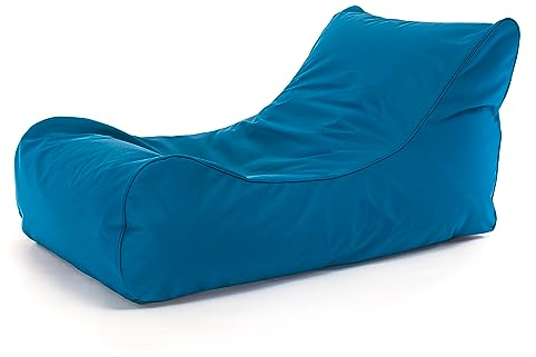Ecopuf - Master Canapé Pouf Outdoor Chaise Longue - Pouf Fauteuil avec Pochette de Rangement et Poignée - Sac en Tissu imperméable - Fauteuil Relax Salon - 115x65x60cm, Bleu M16