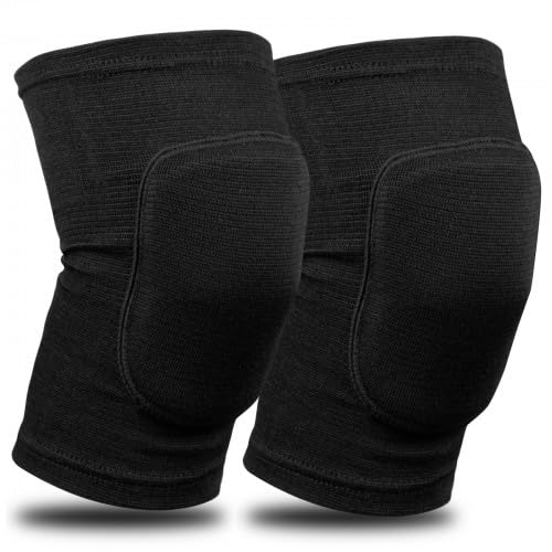volumoon Verdickung Schwamm Knieschoner, Kniescheibenpolster, Atmungsaktiv & Weich, Knieschützer, für Handball, Volleyball, Laufen, Mountainbiking & Mehr (1 Paar, Schwarz, L)