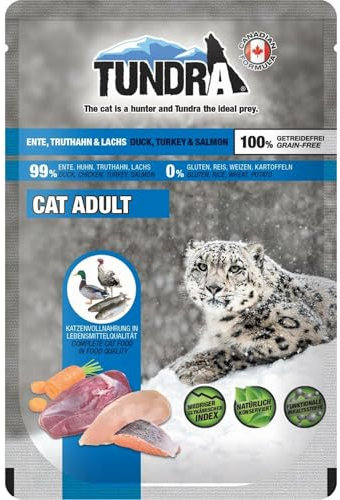 Tundra Katzenfutter Ente, Truthahn & Lachs, Nassfutter, Pouchbeutel 16 x 85 g