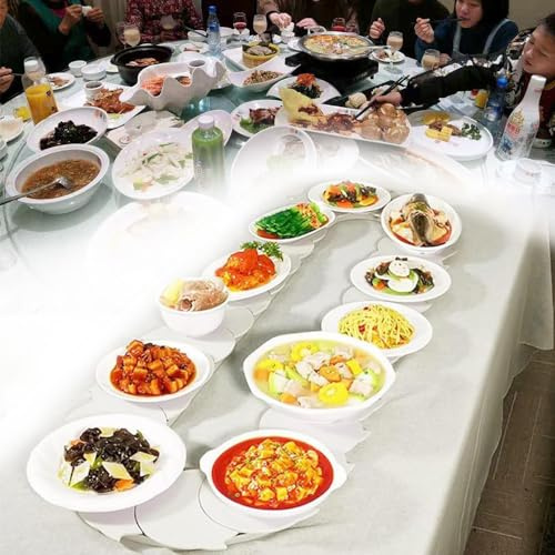 Dining Room Turntable for Food Rotating, Food Train for Dining Table, Lazy Susan Turntable for Dining Table, Tabletop Rotating Serving Tray,1-2M/3.28-6.56ft,White-2M/6.56ft